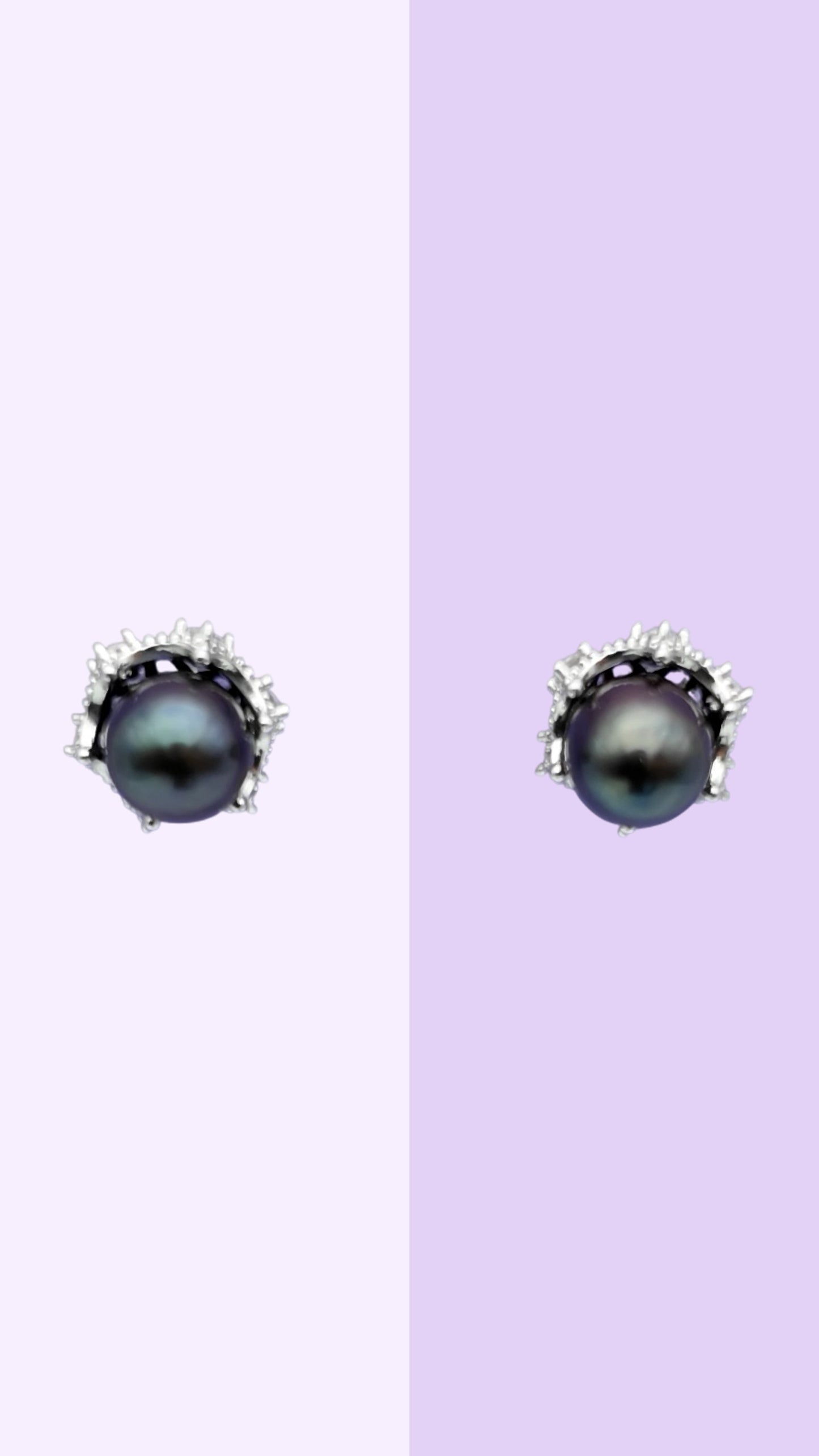 True Black Pearl Crown Studs