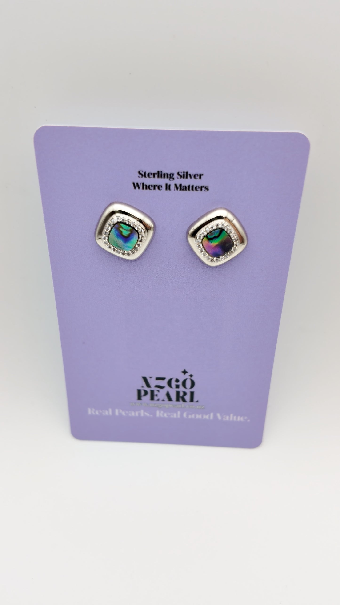 Square Paua Shell Stud Earrings