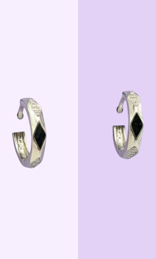 Dark Silver Chisel Mini Hoops