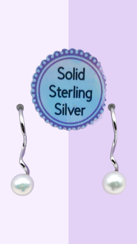 Twist Drop Pearl Earrings – Solid Sterling Silver