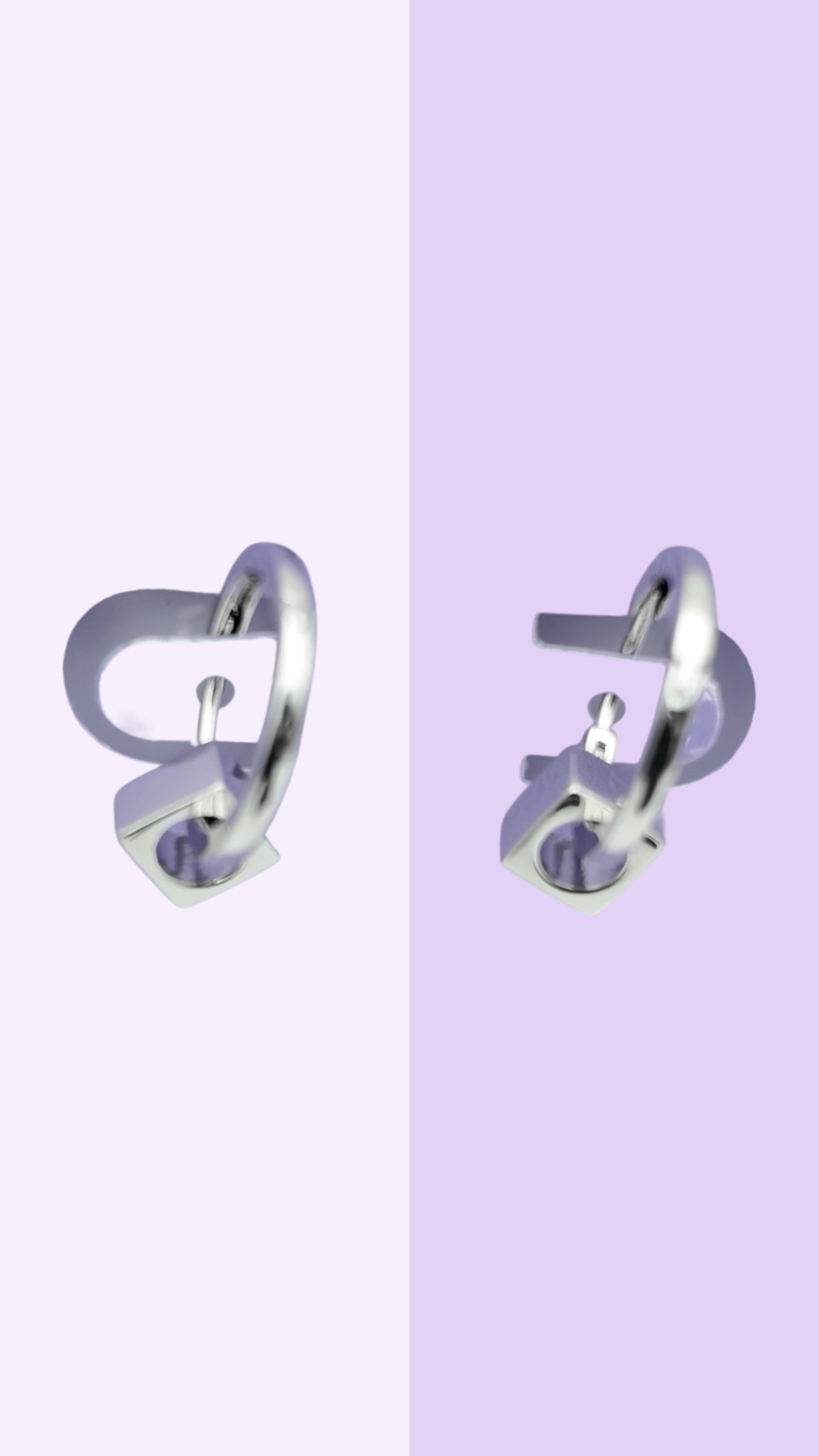 Silver Mini Hoops with Detachable Cube Charm