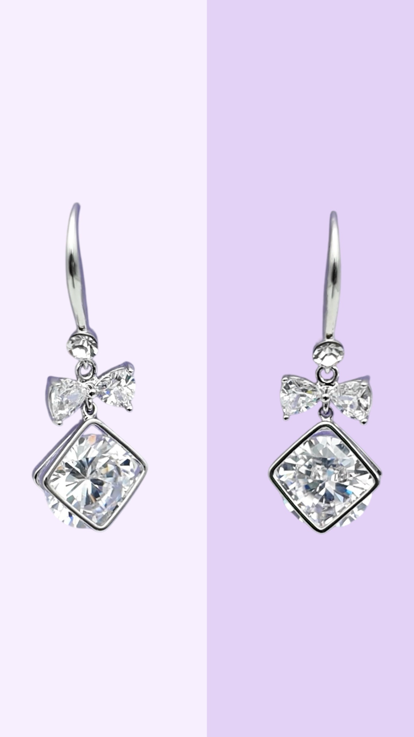Bow-Topped Crystal Drop Earrings