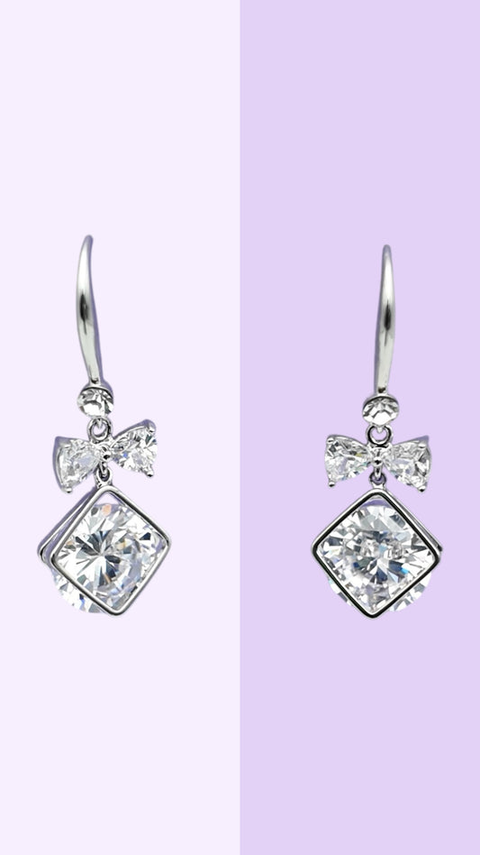 Bow-Topped Crystal Drop Earrings