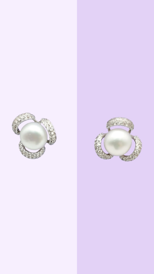 Crystal-Enfolded Pearl Studs