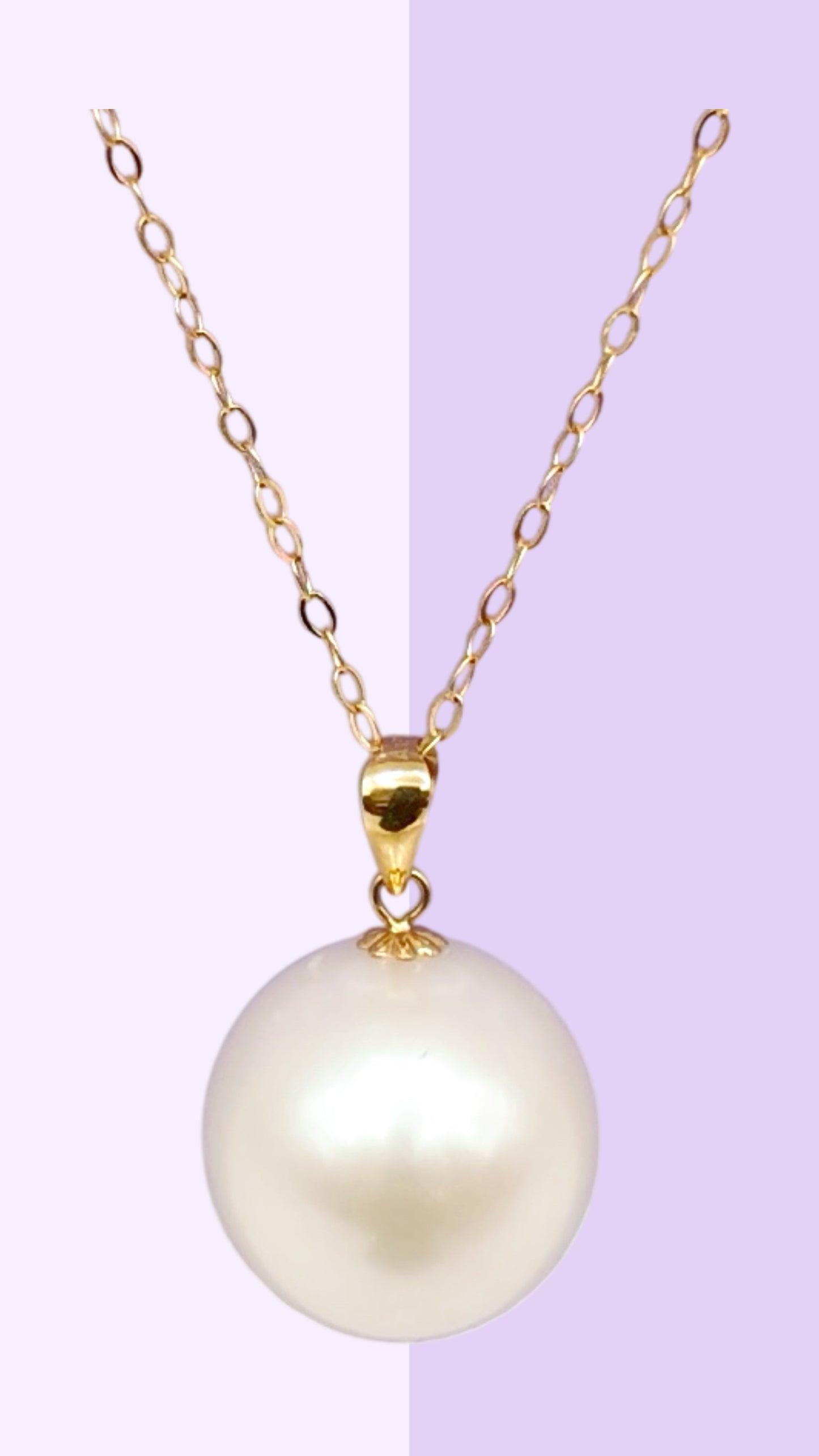 Classic Round Pearl Pendant Necklace (Solid Sterling Silver)