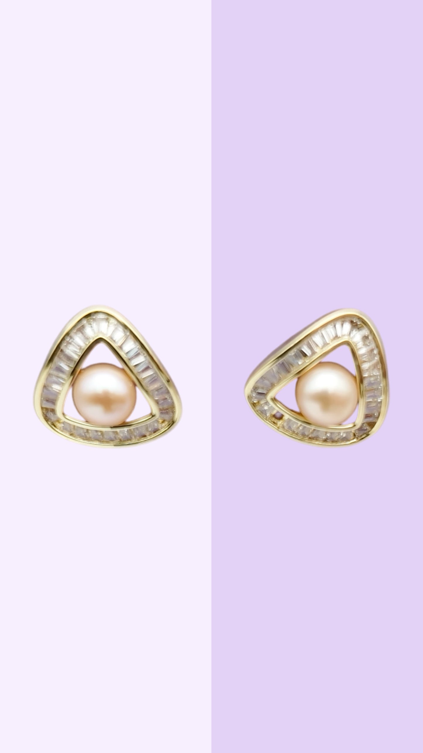 Triangle Baguette Pearl Studs