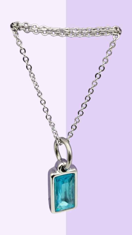 Turquoise Rectangle Crystal Pendant