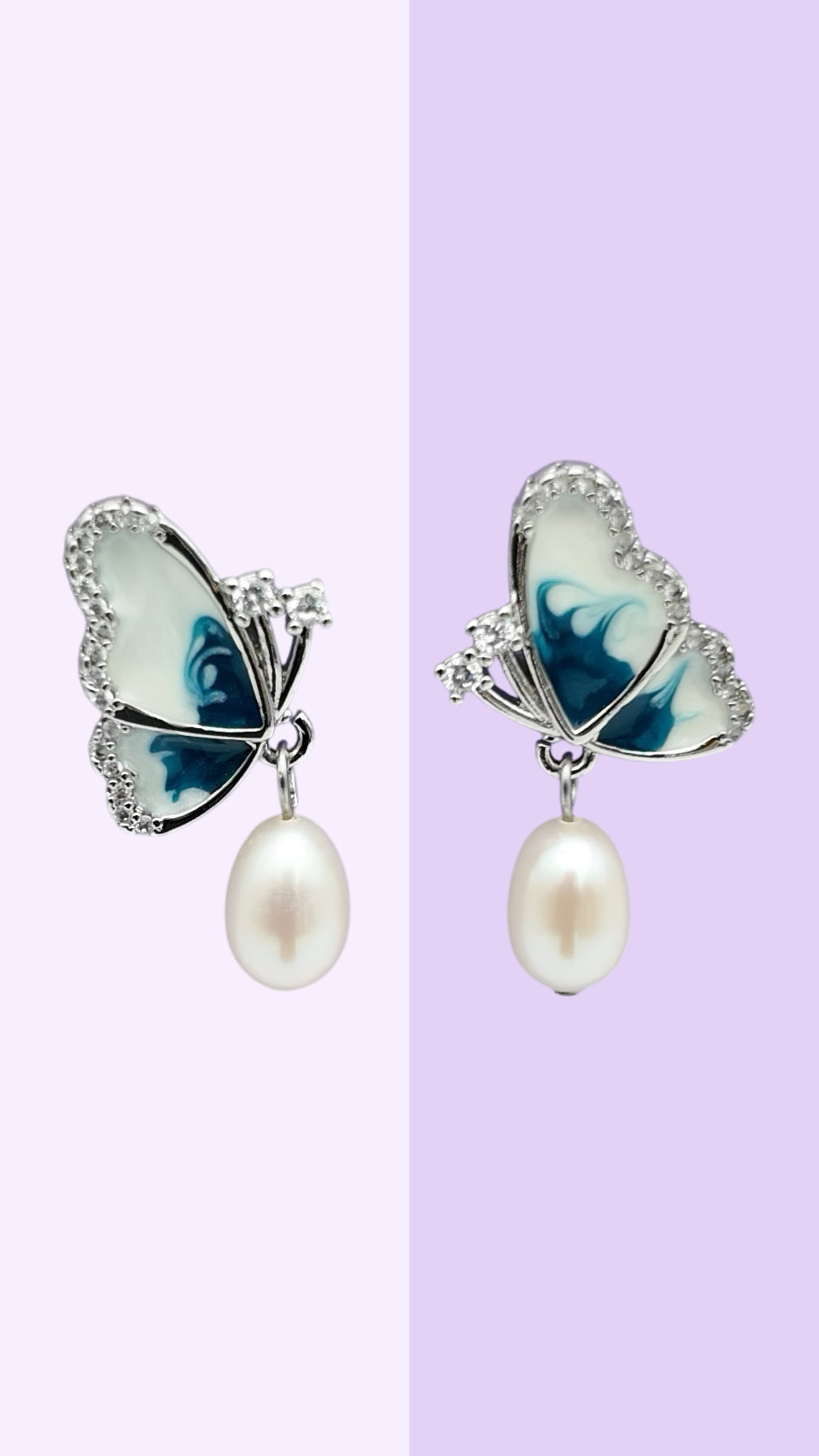 Butterfly Pearl Drop Earrings