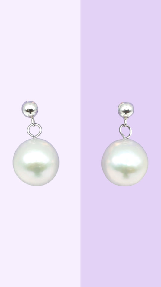 Classic Pearl Drop Stud Earrings – Solid Sterling Silver