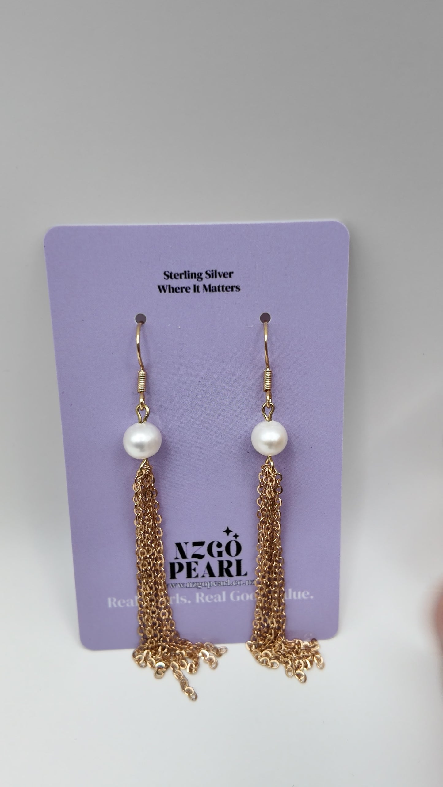 Pearl Tassel Chain Drop Earrings