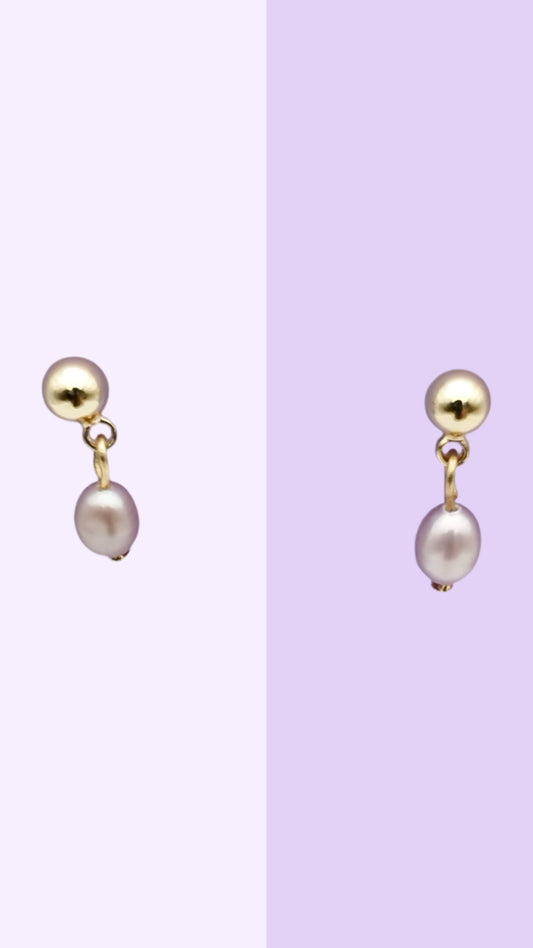 Mini Pearl Drop Studs — Gold