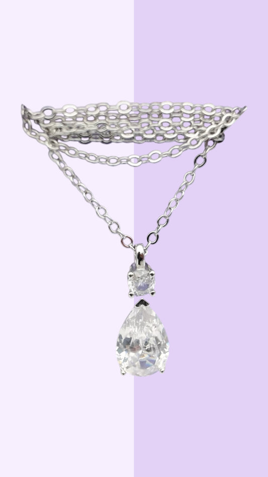 Teardrop CZ Pendant Necklace