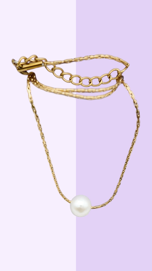 Single Pearl Gold Chain Necklace