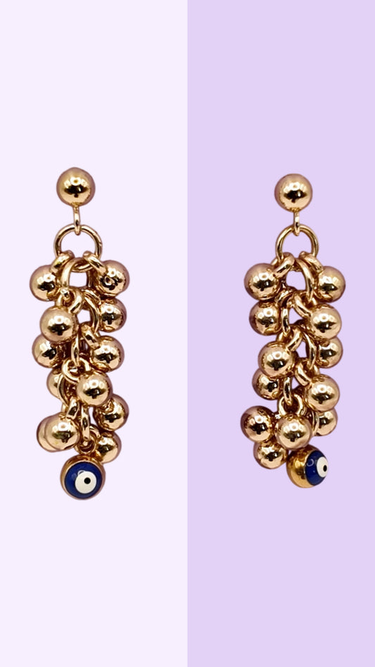 Devil’s Eye Charm Chain Drop Earrings