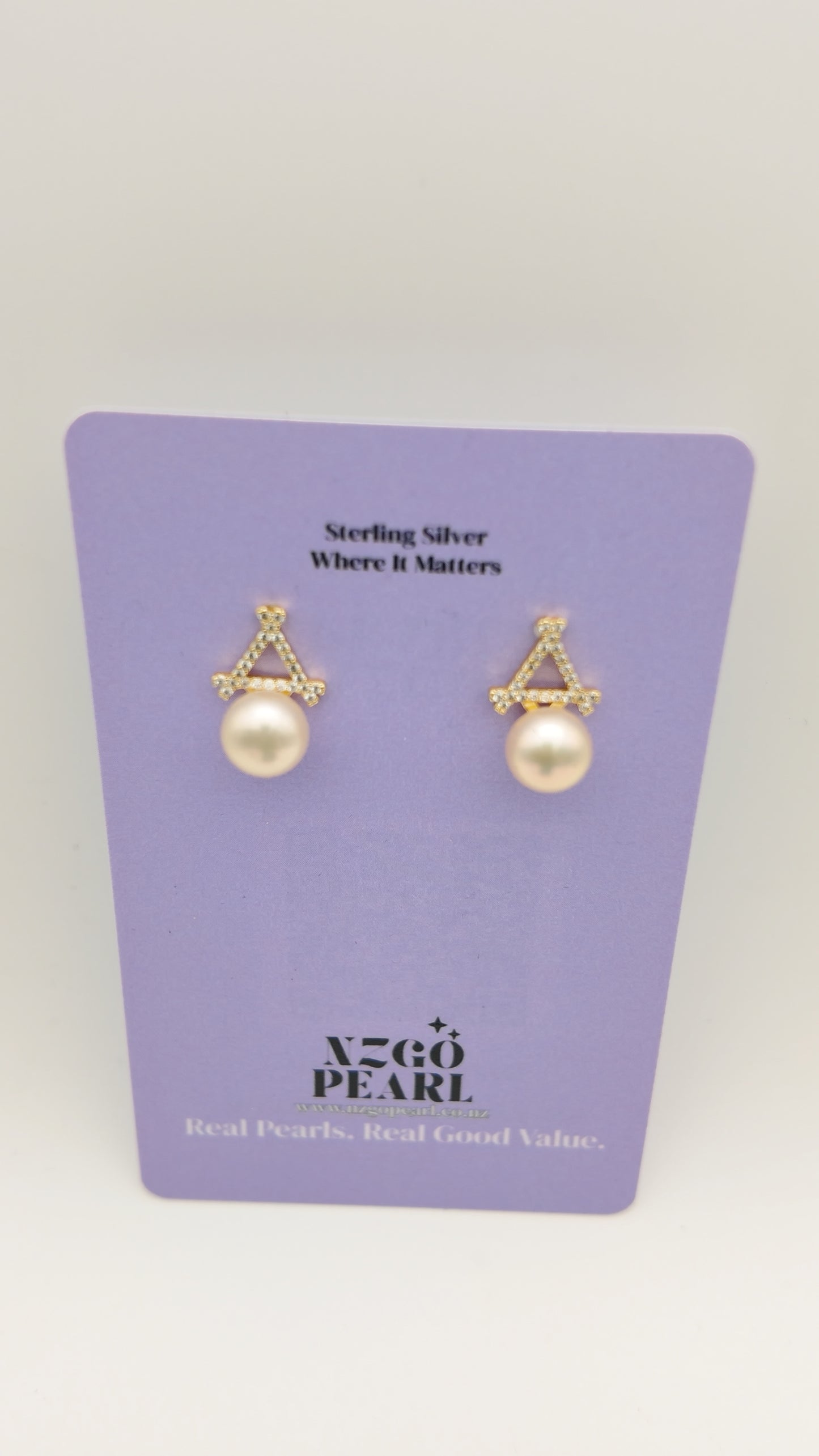 Gold Arc Pearl Studs