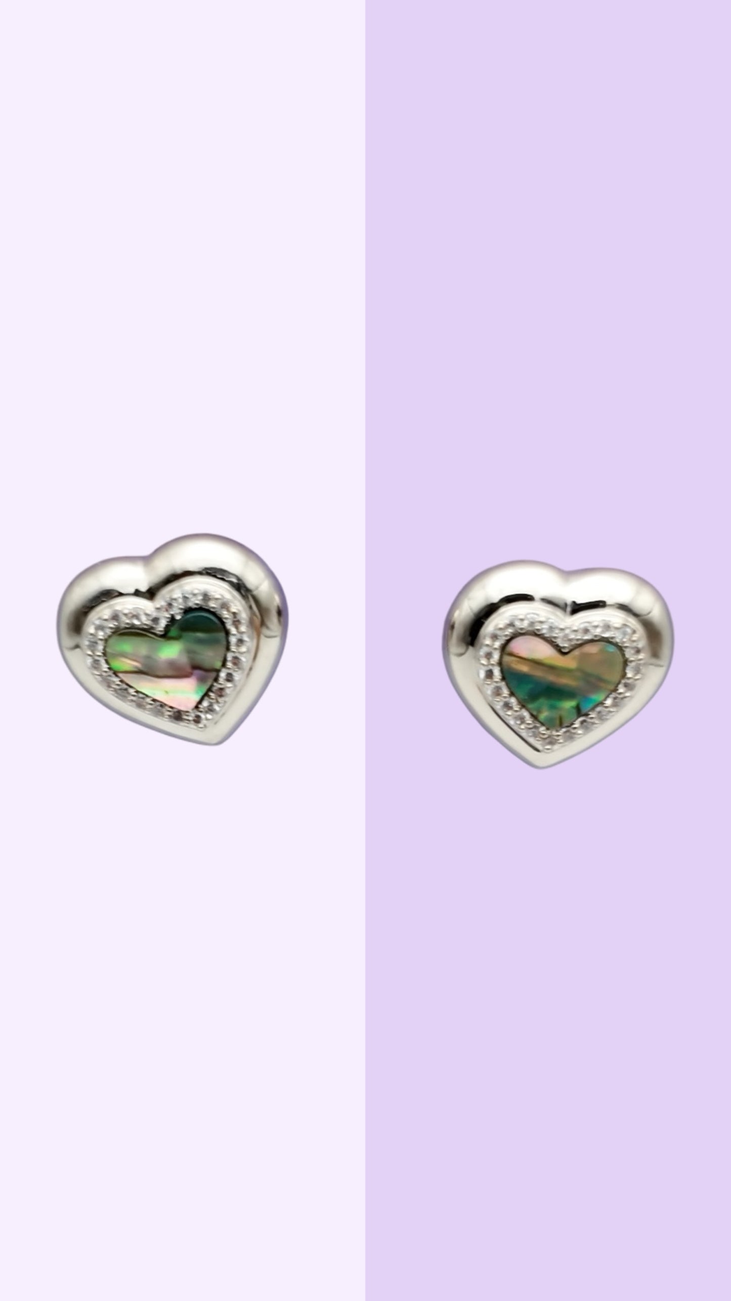 Heart Paua Shell Stud Earrings