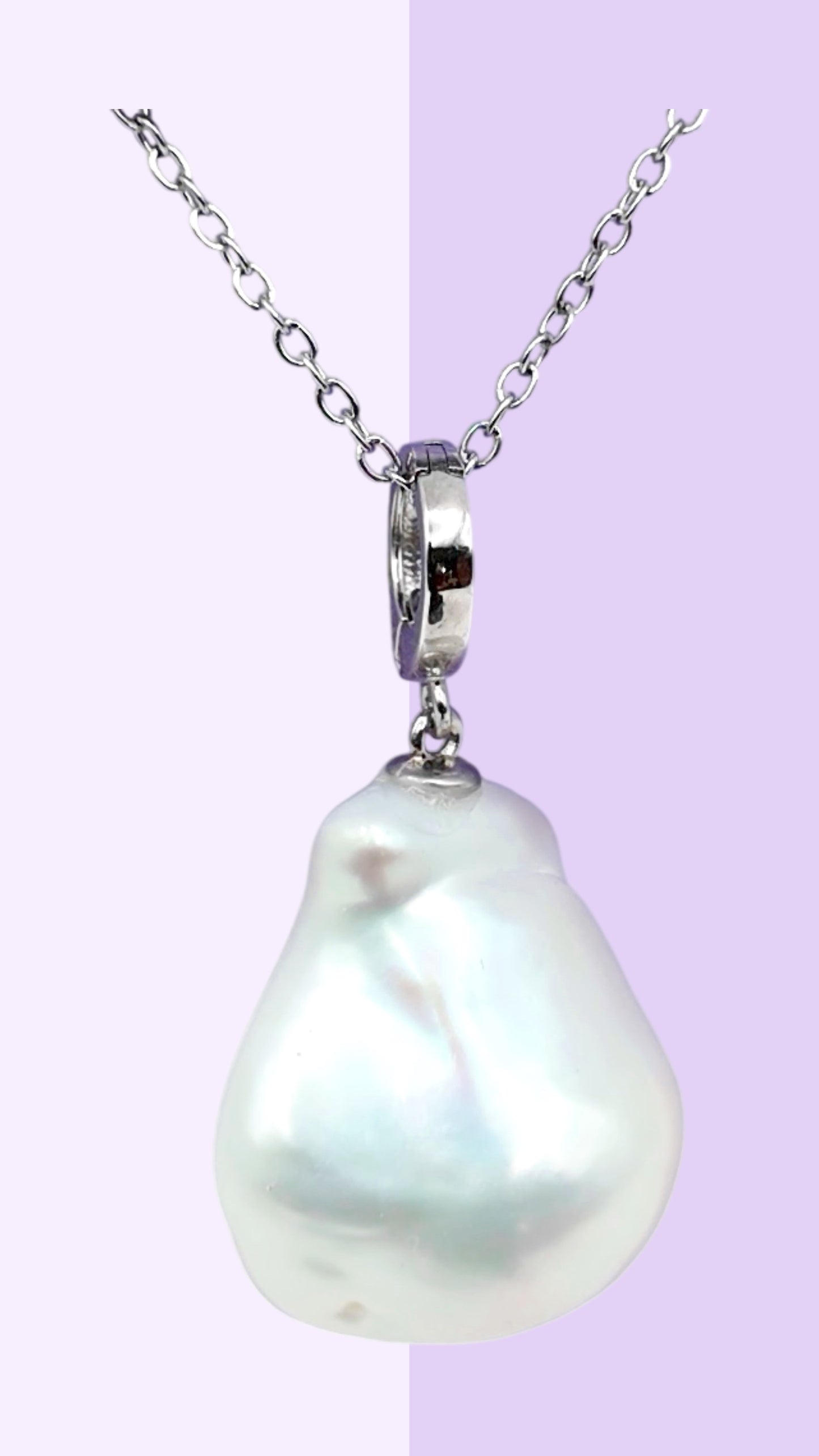 Baroque Pearl Pendant Necklace (Solid Sterling Silver)