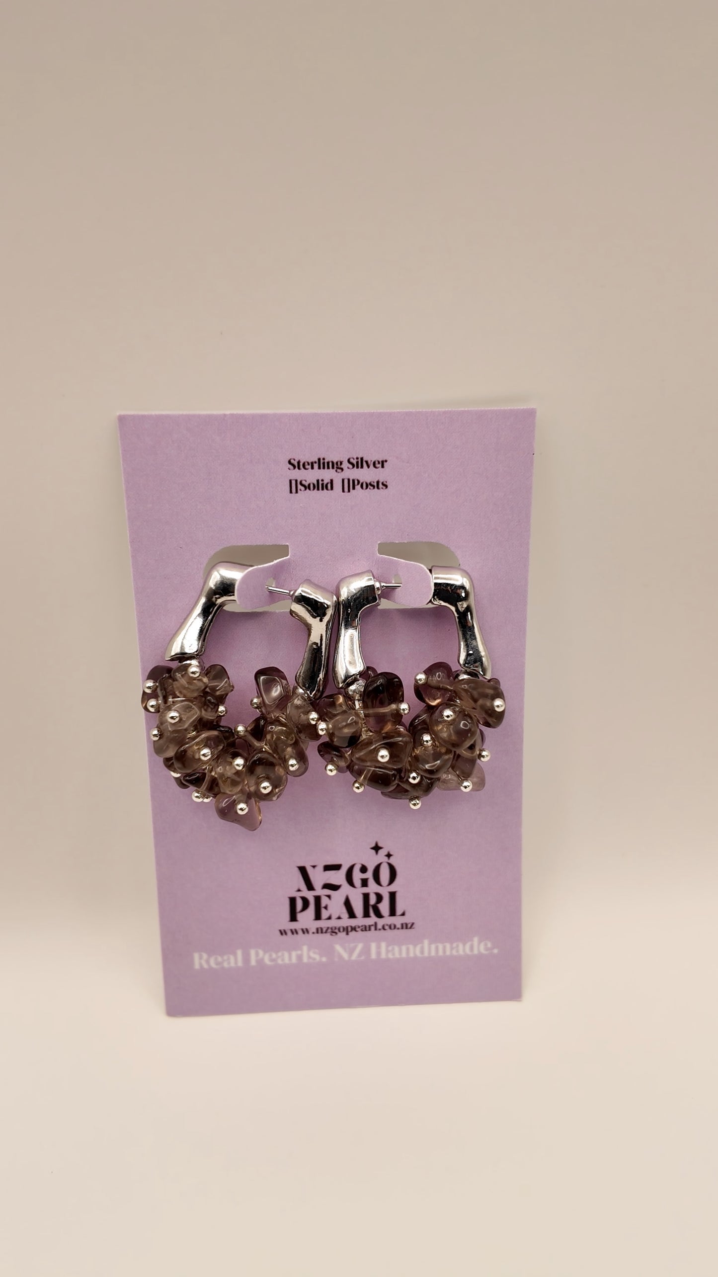 Smoky Quartz Cluster Hoop Earrings