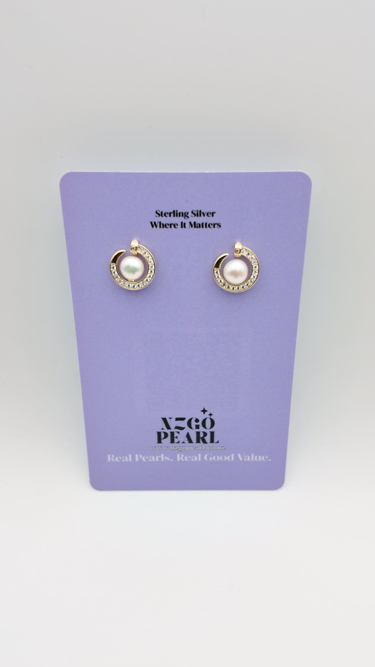 Luna Pearl Hoop Stud Earrings (Gold & Silver)