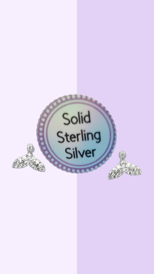 Mini Whale Tail CZ Studs – S925