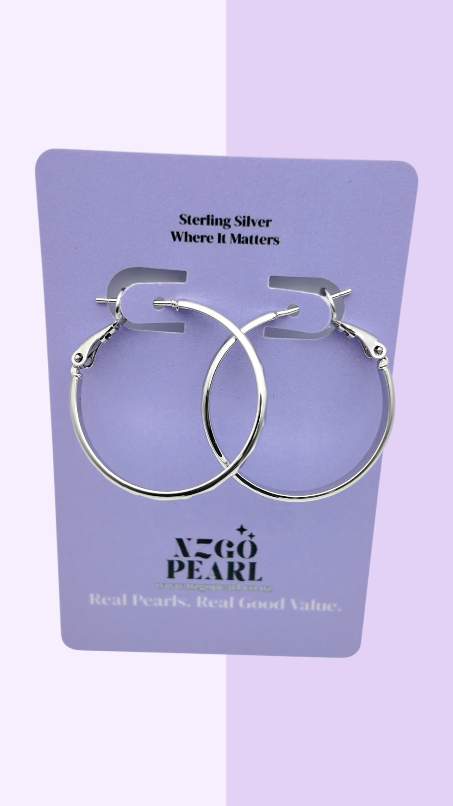 Medium Size Silver Hoop Earrings