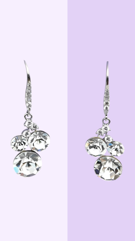 Triple Crystal Cluster Drop Earrings