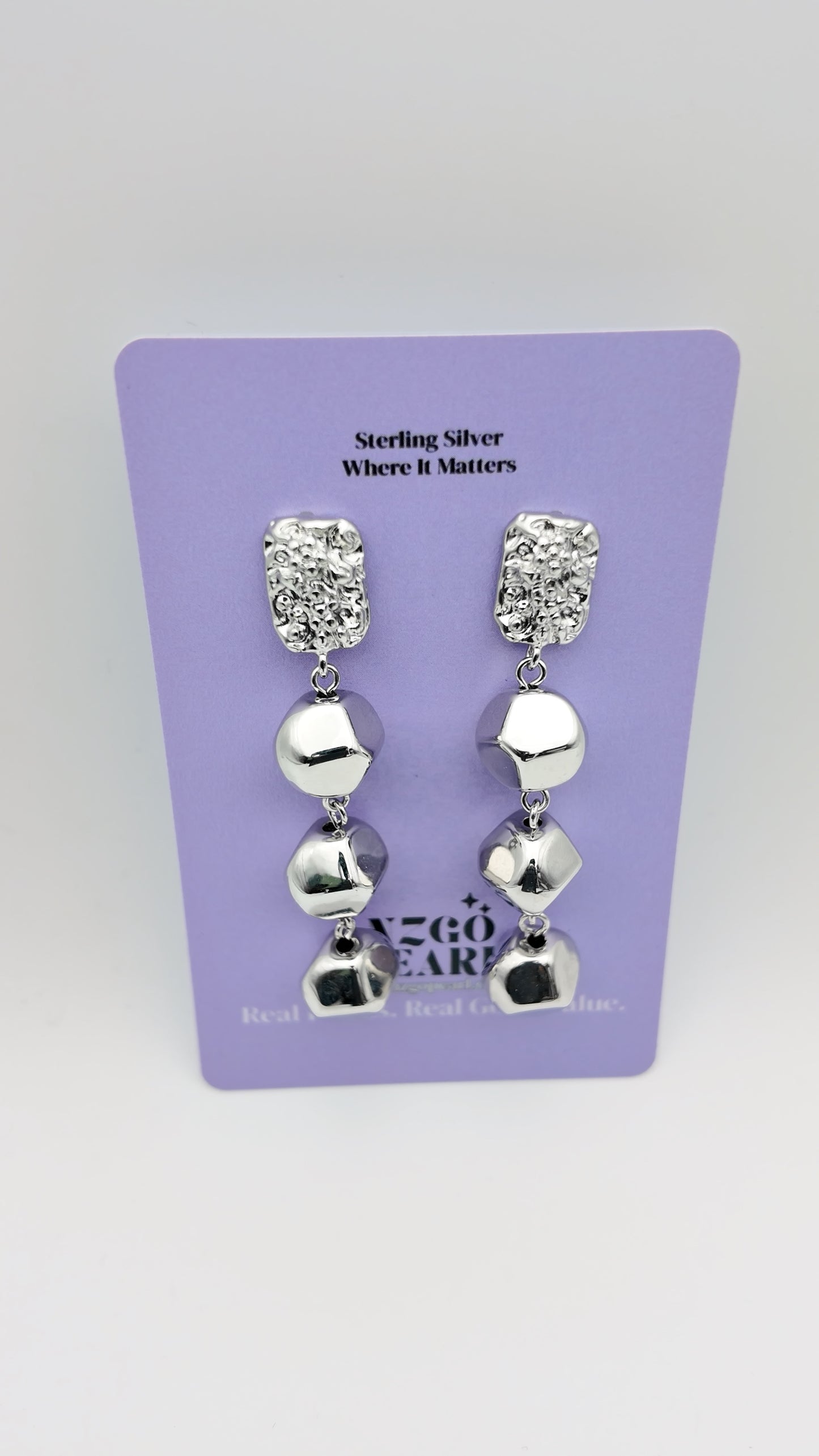 Molten Silver Drop Earrings