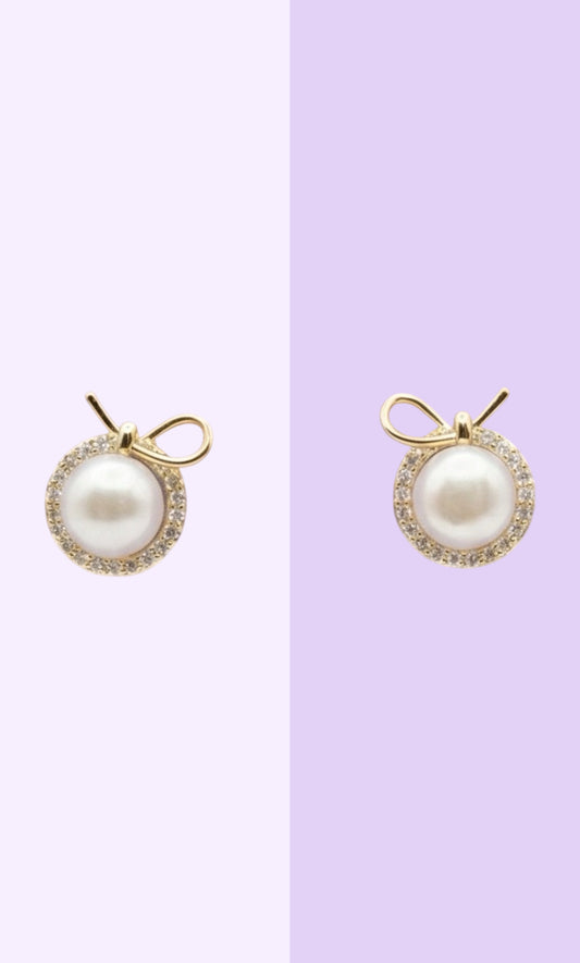 Pearl Bow Mini Studs
