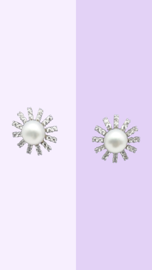 Radiant Pearl Sunburst Studs