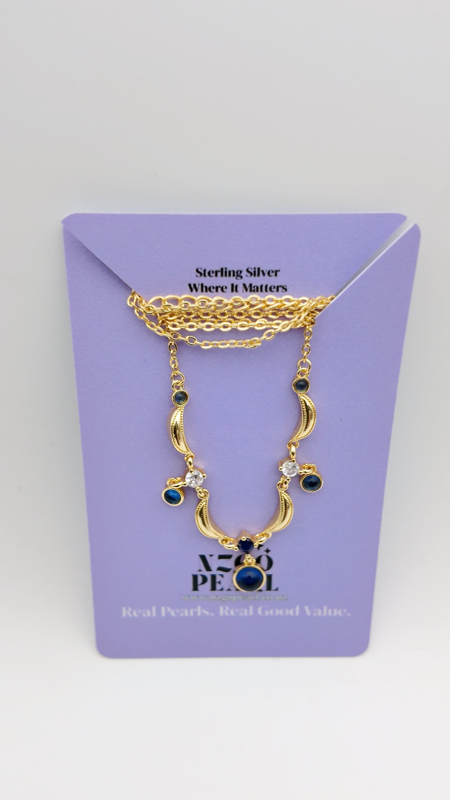 Midnight Blue Charm Chain Necklace