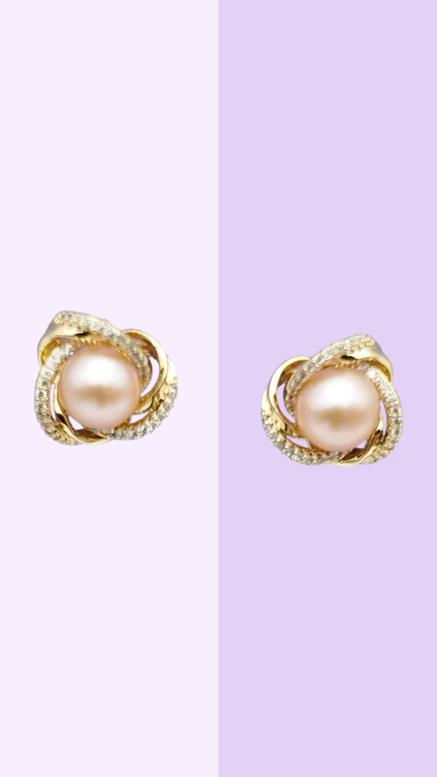 Golden Rosette Pearl Studs