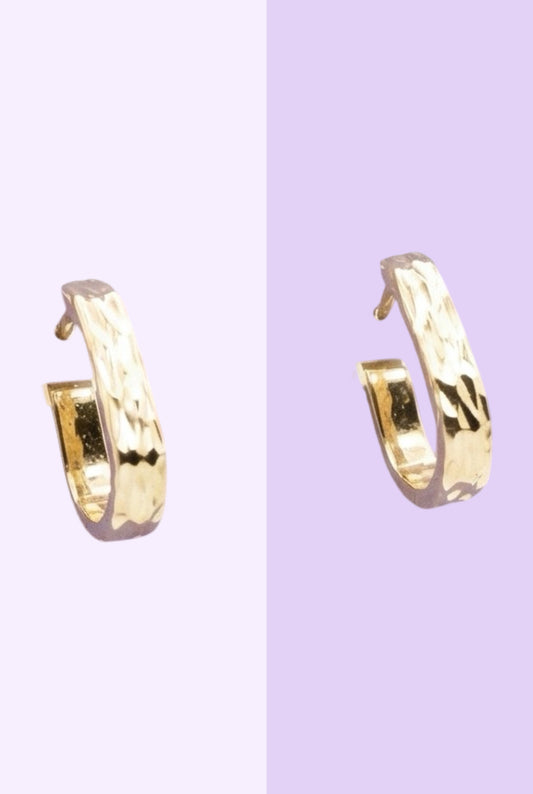 Hammered Gold Mini Hoops