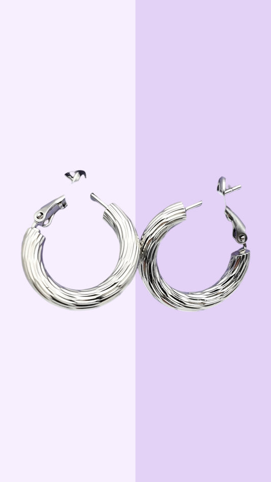 Textured Silver Hoop Earrings