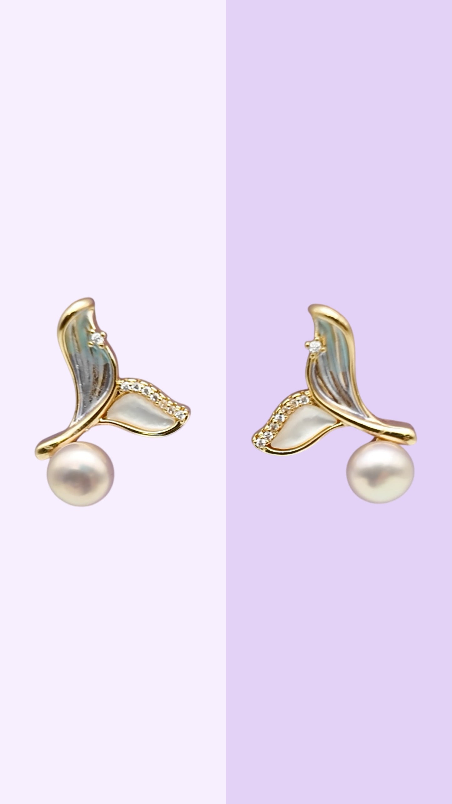 Whale Tail Pearl Earrings