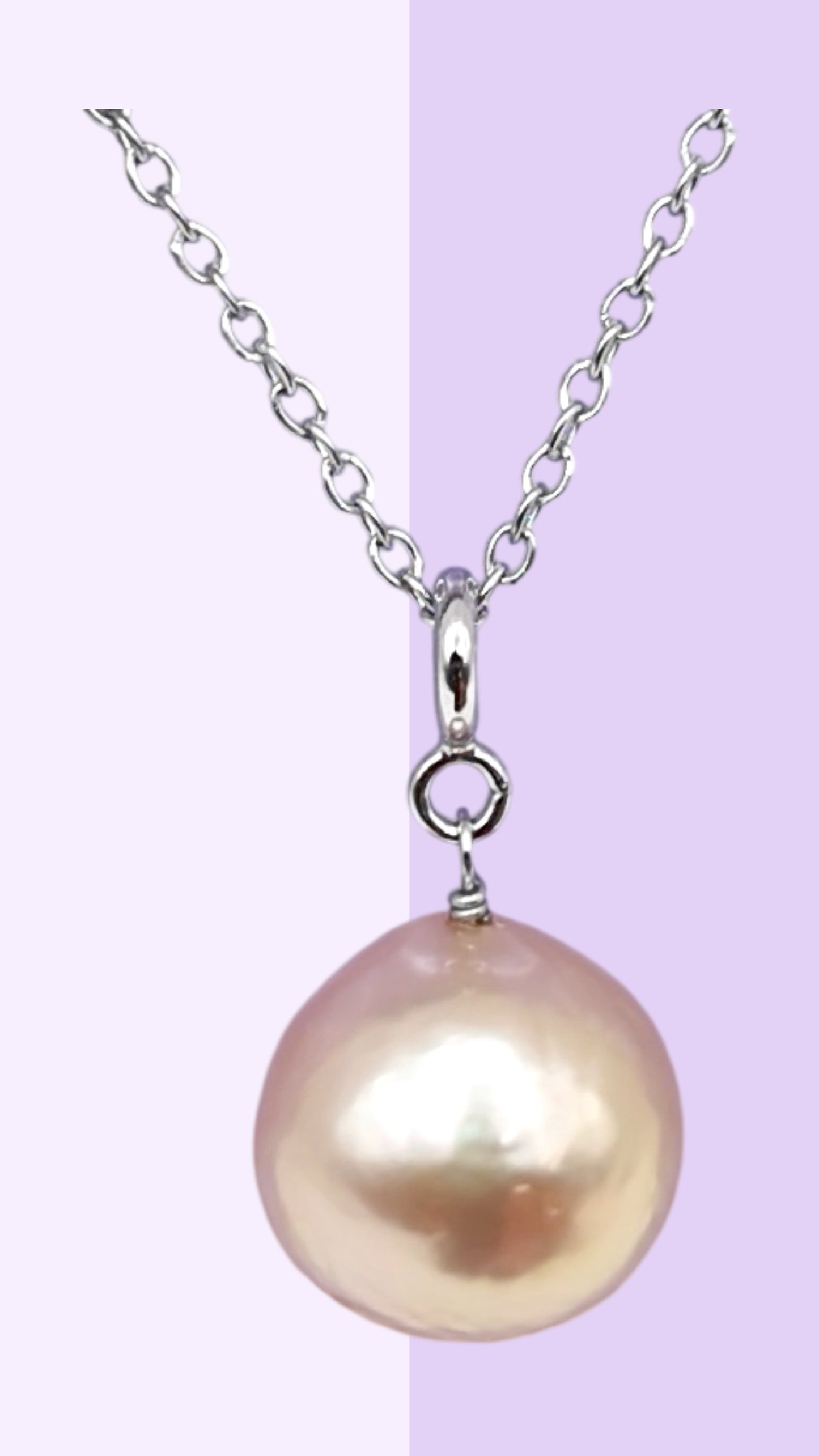 Classic Round Pearl Pendant Necklace (Solid Sterling Silver)