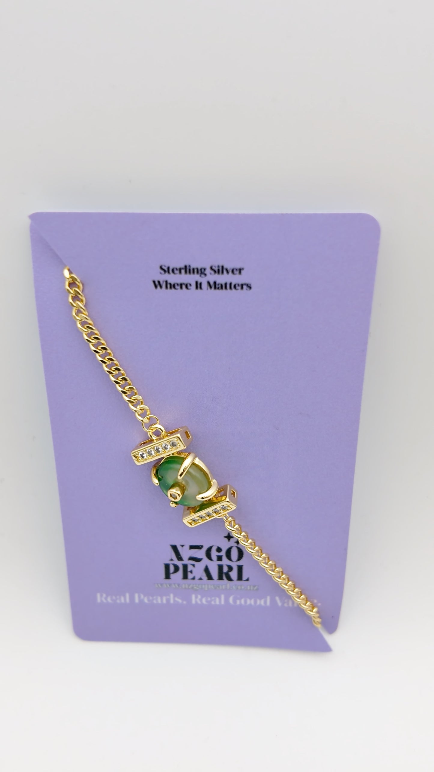 Green Jade Donut Chain Bracelet