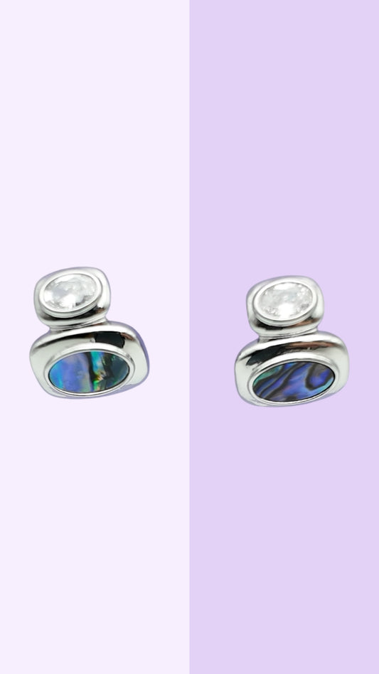 Paua Shell & Crystal Stud Earrings