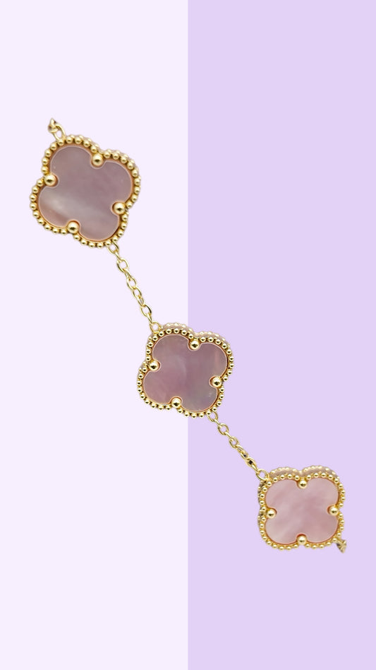 Mother of Pearl Clover Bracelet - Pink