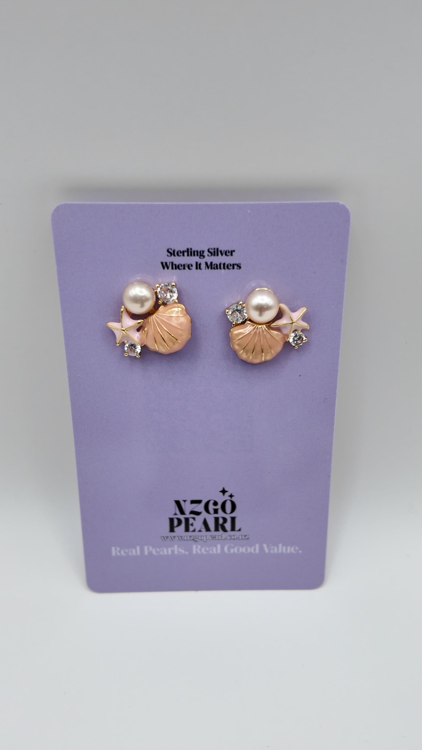 Pearl & Shell Star Stud Earrings