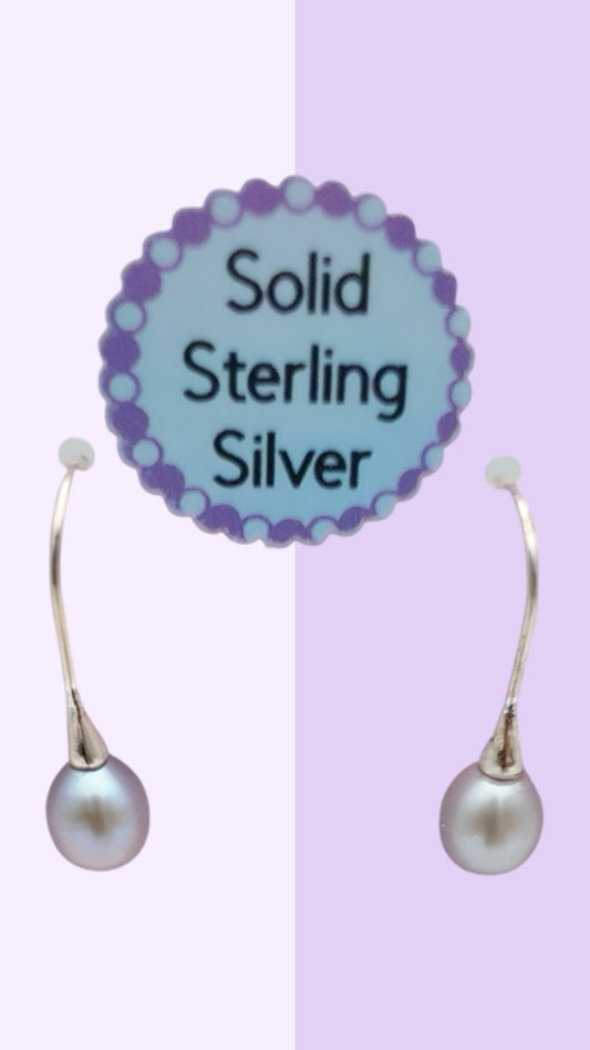 Sterling Silver Teardrop Pearl Hooks