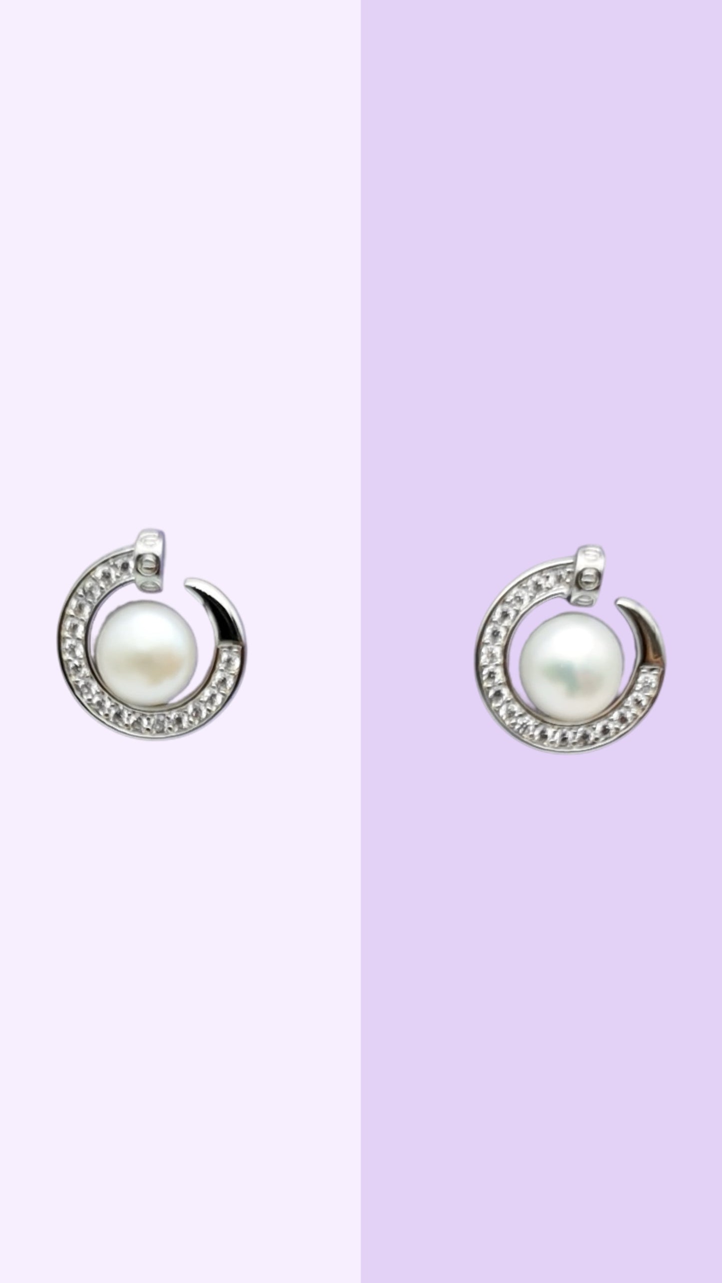 Luna Pearl Hoop Stud Earrings (Gold & Silver)