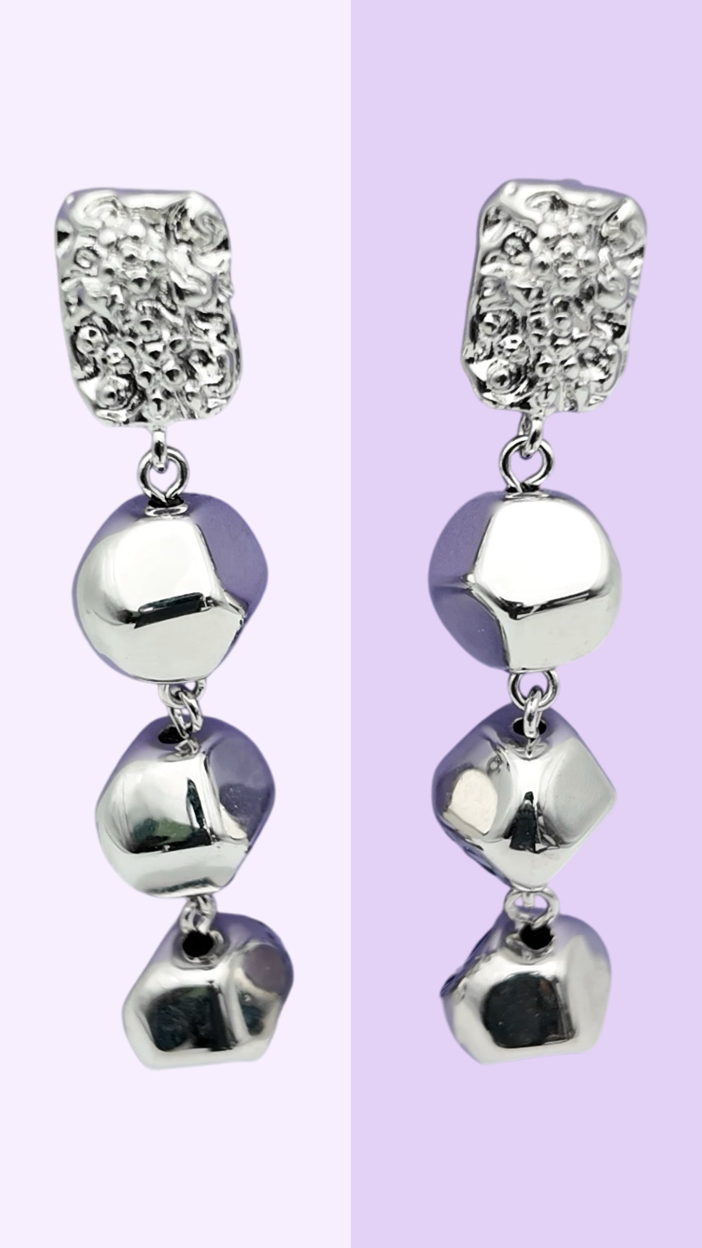 Molten Silver Drop Earrings