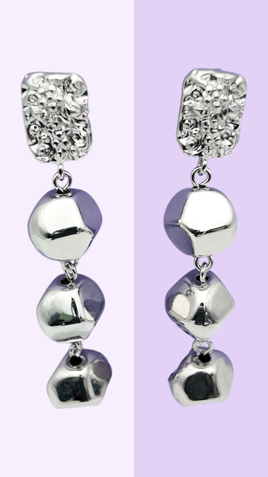 Molten Silver Drop Earrings