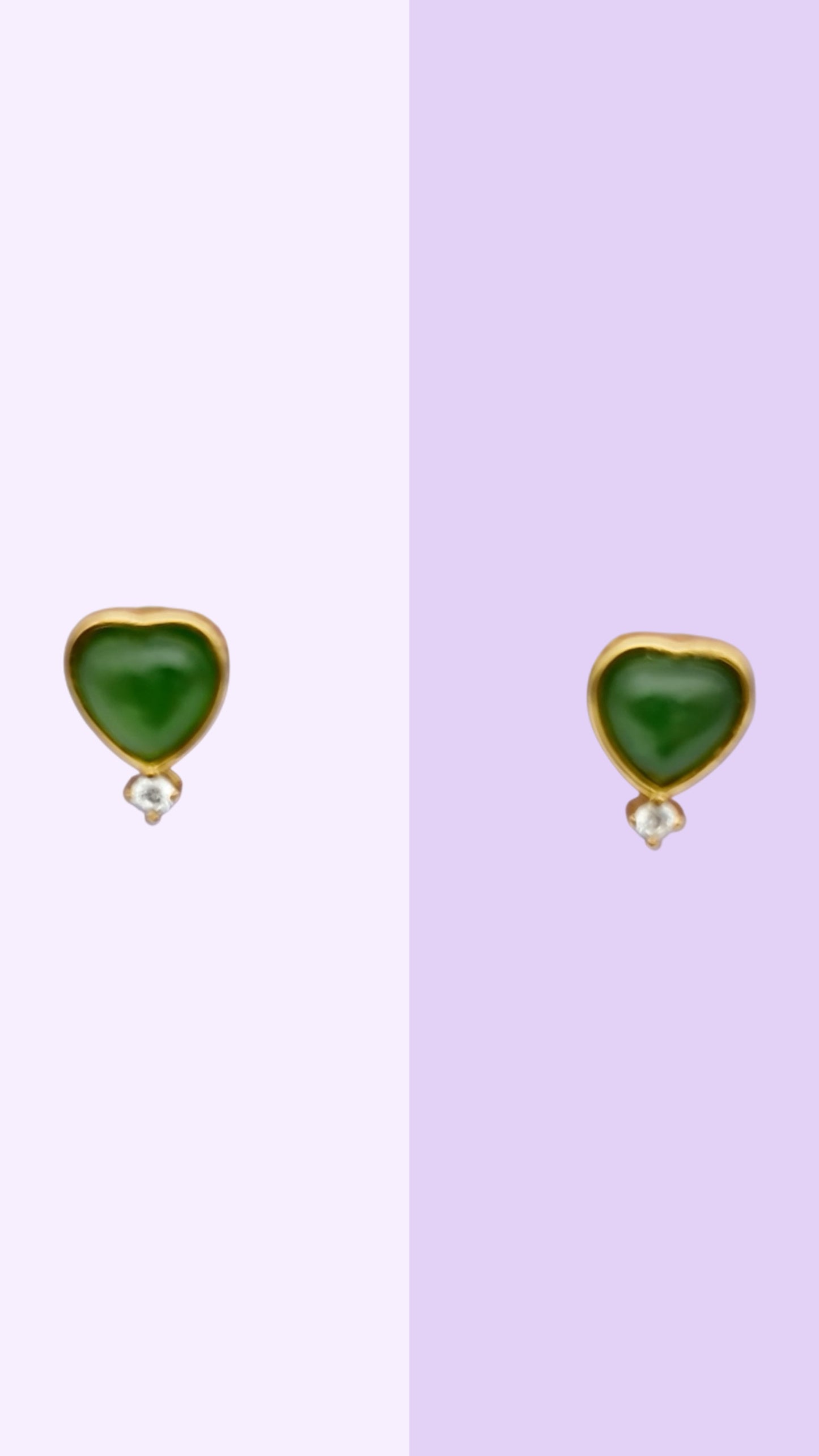 Jade Heart Stud Earrings – Solid Sterling Silver