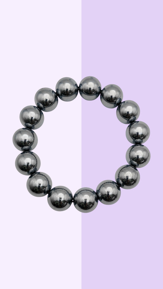 Polished Hematite Bracelet 14mm
