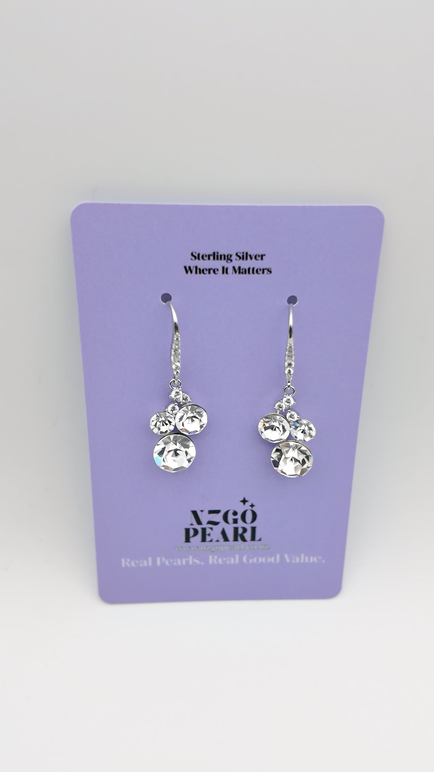 Triple Crystal Cluster Drop Earrings