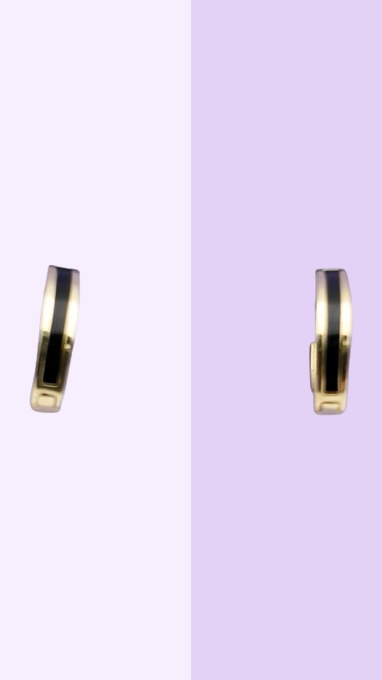 Gold & Black Enamel Stripe Huggies