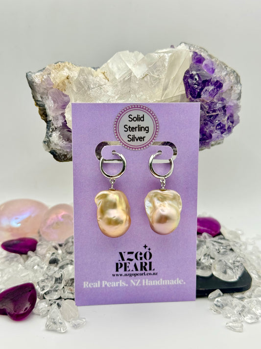 Sunset Glow Baroque Drops – Solid Sterling Silver