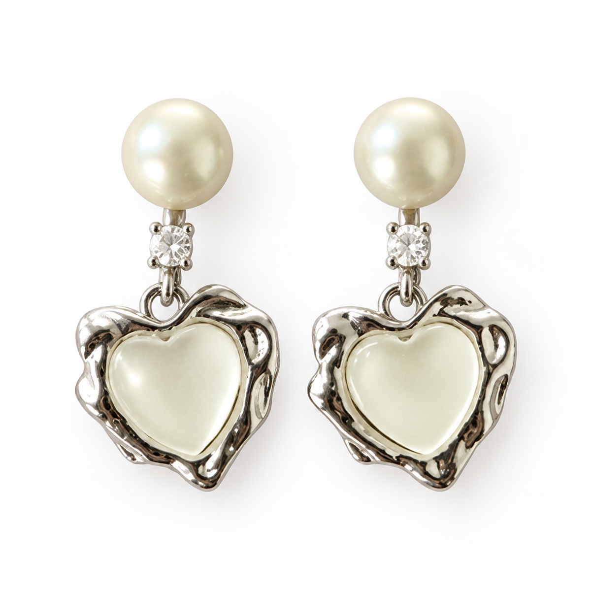 Heart Drop (real pearl and mother of pearl) Earrings