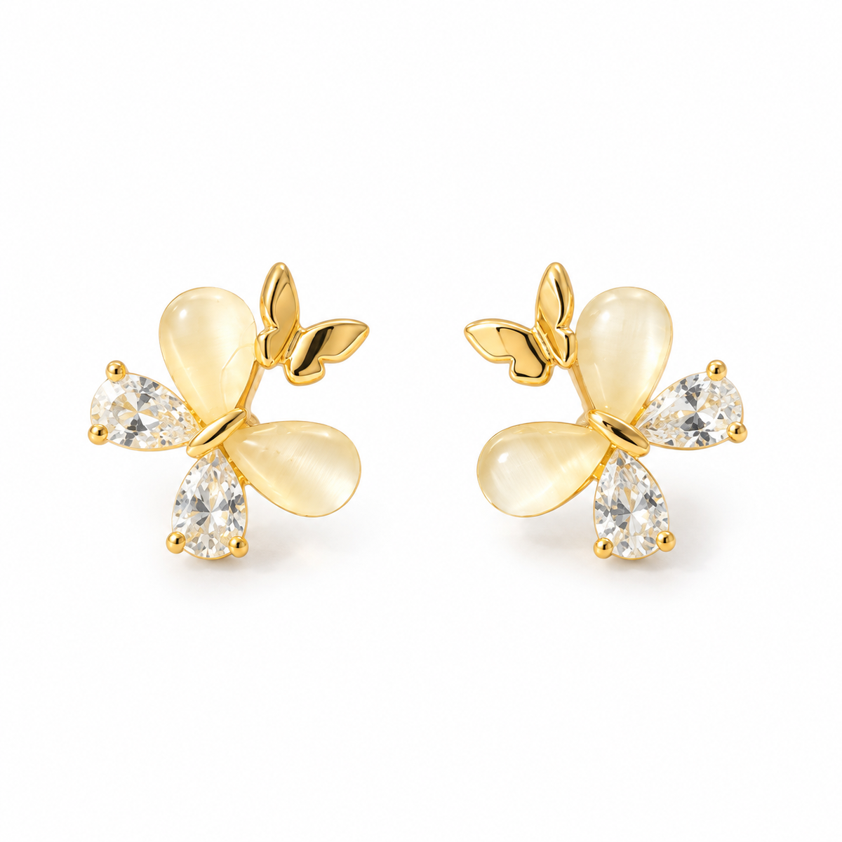 Cat's Eye Butterfly Stud Earrings